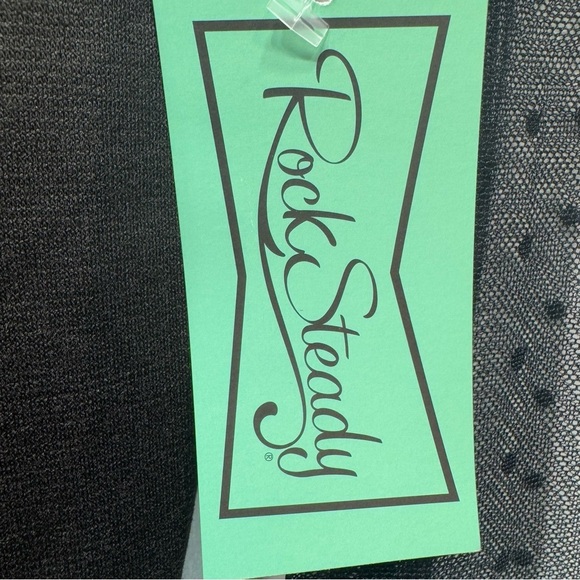 Black Sheer Polka Dot Lace Peplum Top Sweetheart Bodice Rockabilly Rock Steady - Picture 8 of 10